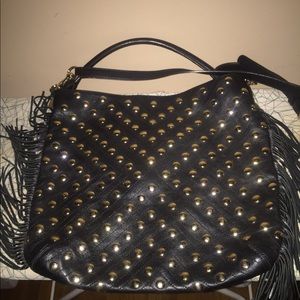 REBECCA MINKOFF BLACK STUDDED SHOULDER CROSS BAG